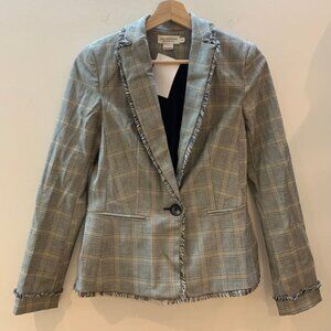 Lili Sidonio Fringe-Trim Plaid Blazer Grey Check - Women's Size XS